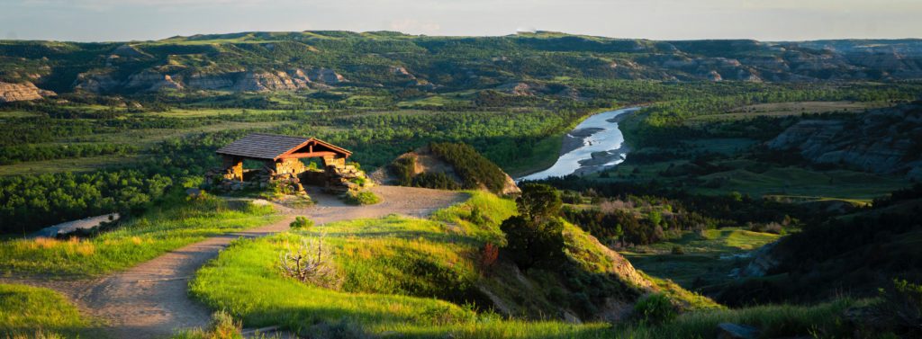 Theodore Roosevelt National Park trail with river in background