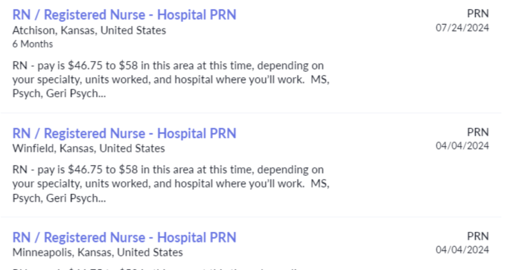 posting for part-time registered nurse jobs