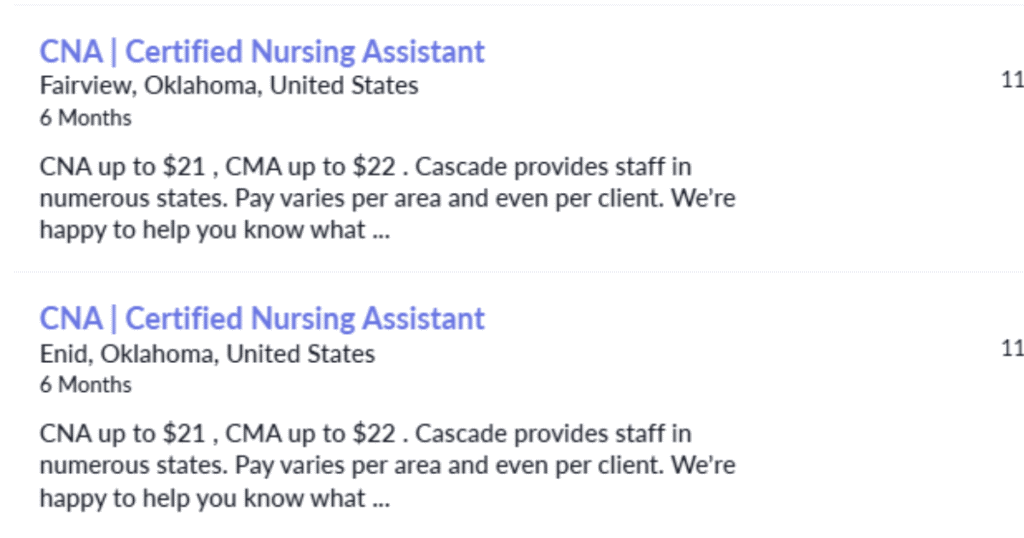 Job postings for PRN Nursing in oklahoma