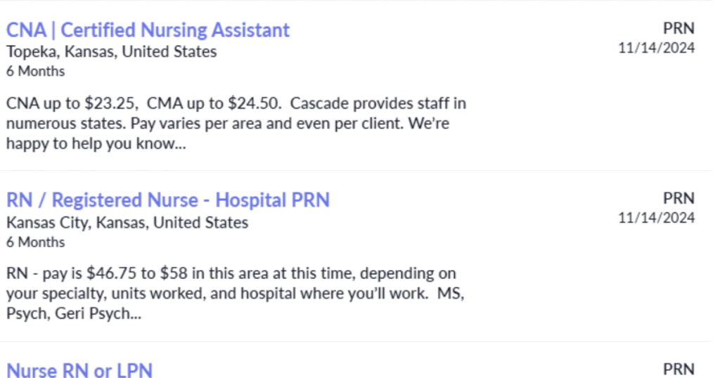 Cascade Health Services Flexible Nursing Jobs posting