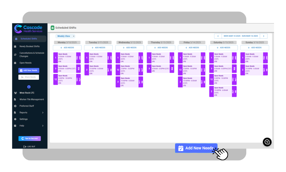 Healthcare staffing scheduling platform