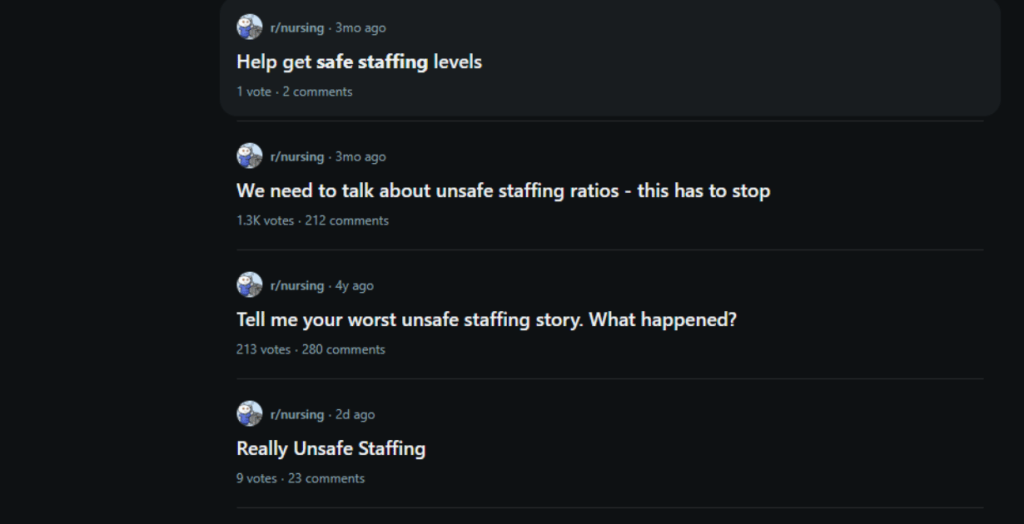 Nurses discussing unsafe staffing levels
