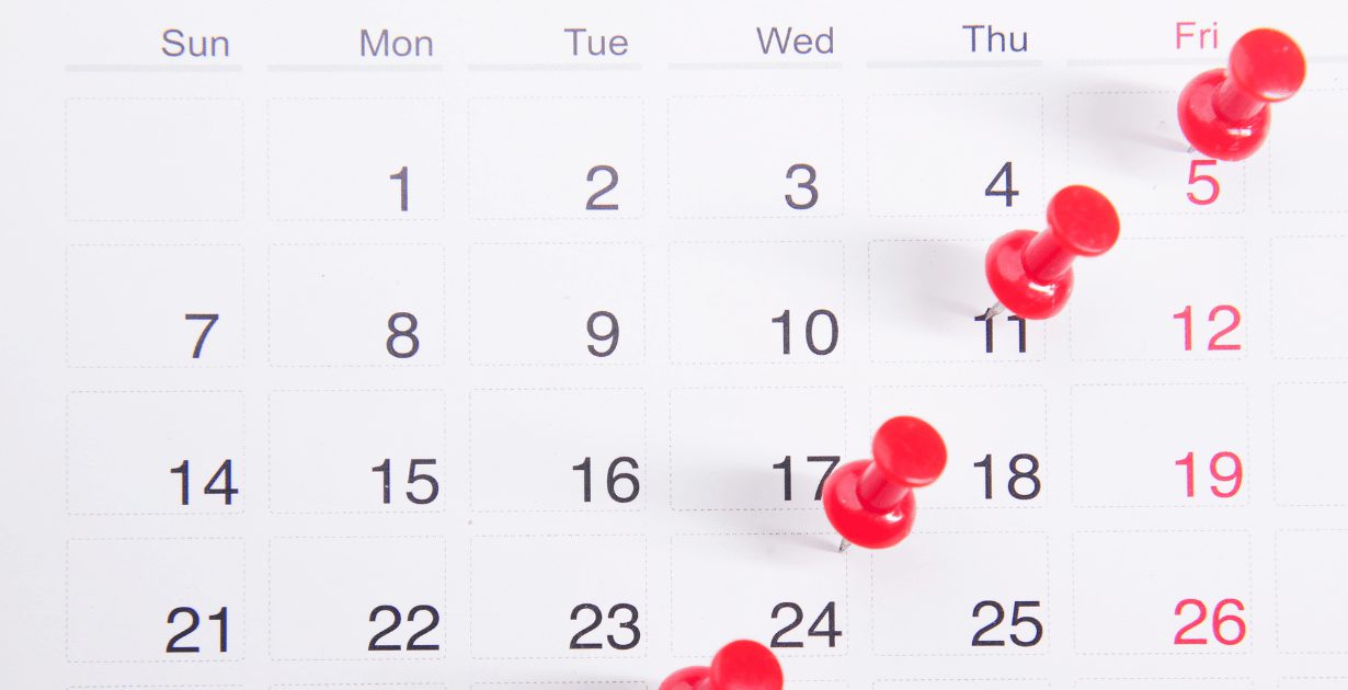 A calendar marking dates with guaranteed shifts and PRN shifts