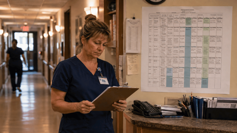 Reliable nurse in a small LTC facility carrying repeated overtime and turnover risk